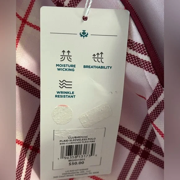 Lady Hagan Bias Clubhouse Plaid Pink Sleeveless Polo - Picture 3 of 5